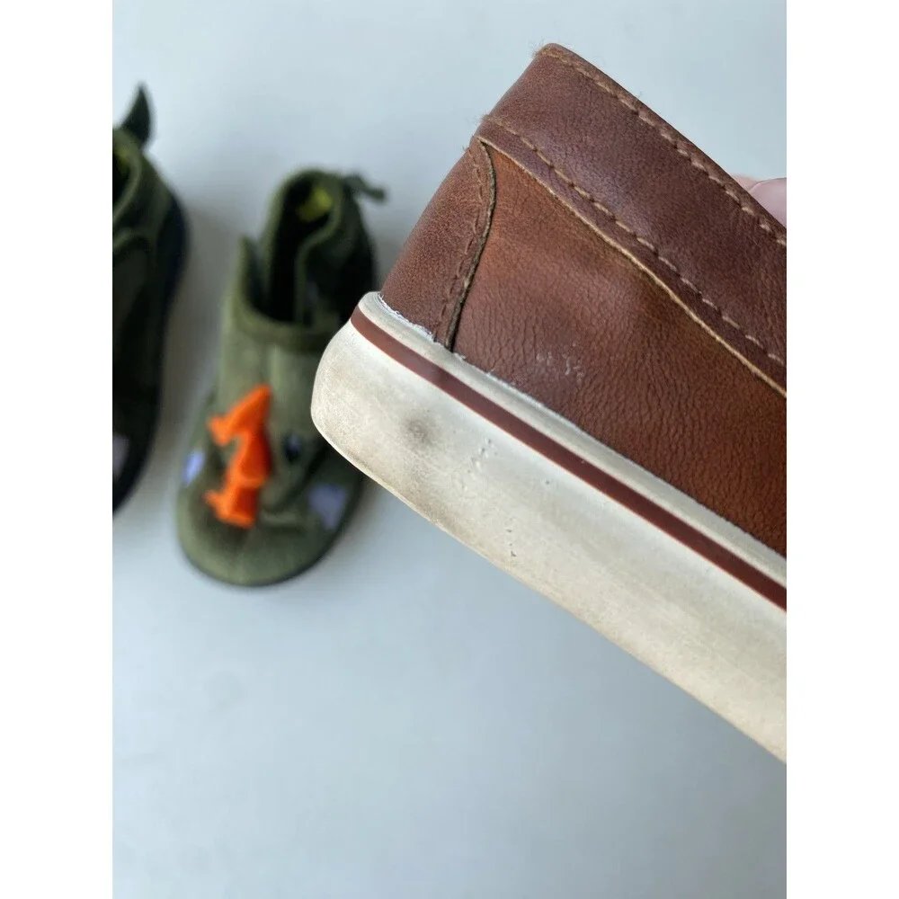 Toddler Boys Size 6 Shoe Lot Cat & Jack Brown Loafers Capelli New York Dinosaur
